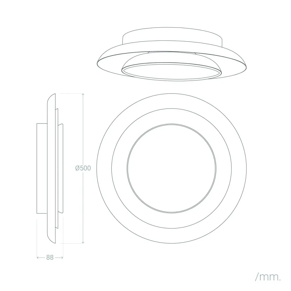 Lampe plafonnier ronde LED 30W diamètre 500 mm, CCT ajustable Telmor Style industriel