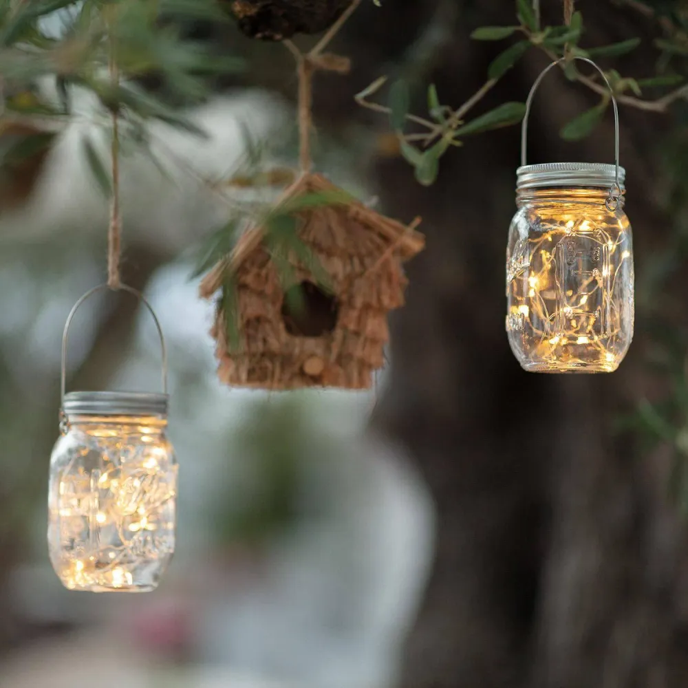 Lampe solaire extérieure avec éclairage LED en forme de bocal Matériau : Verre soufflé