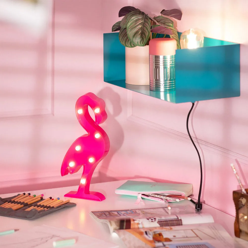 LED Flamant - Éclairage à diode électroluminescente Flamant avec base en bois