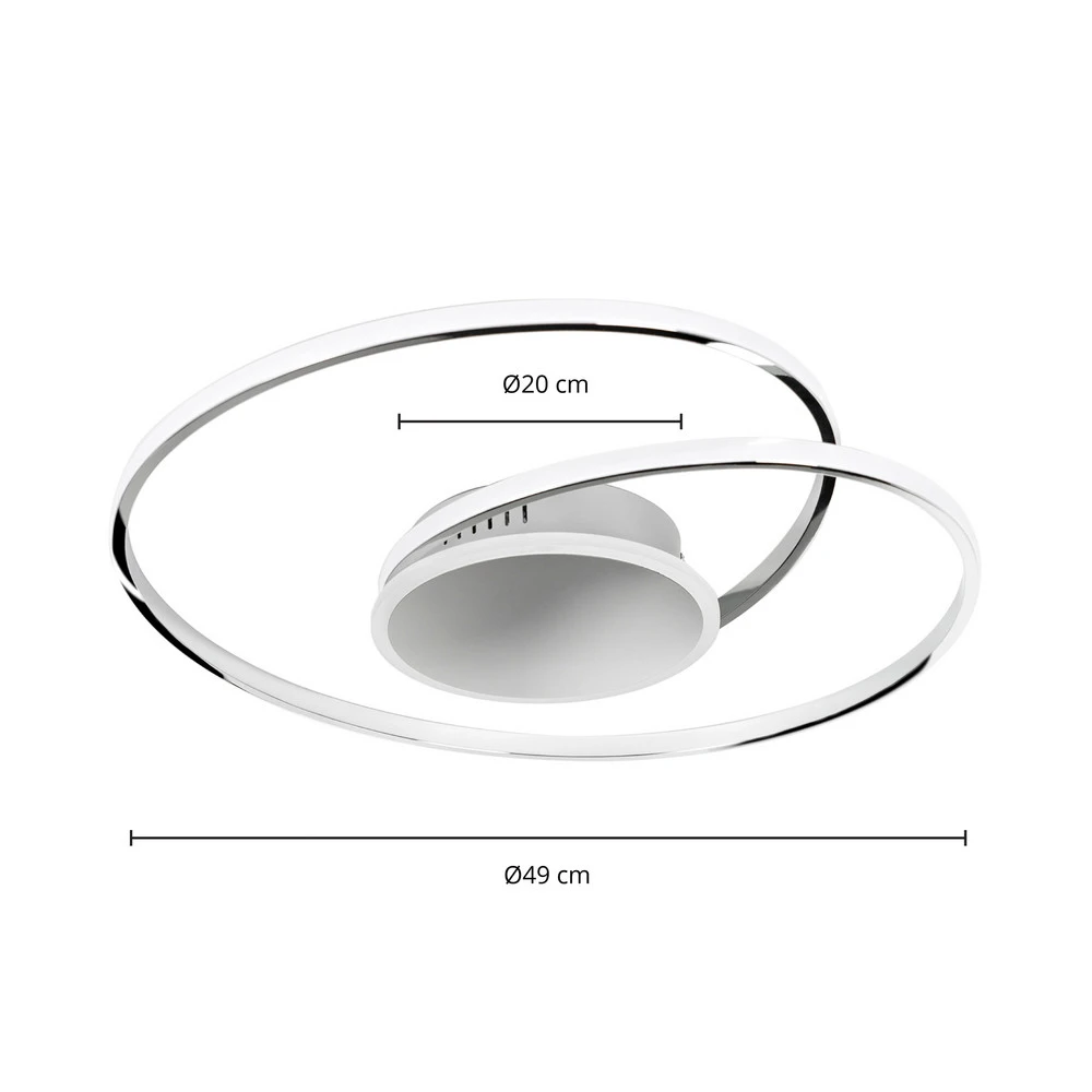 Lindby Dorle Plafonnier LED, acier chromé, Ø 49 cm