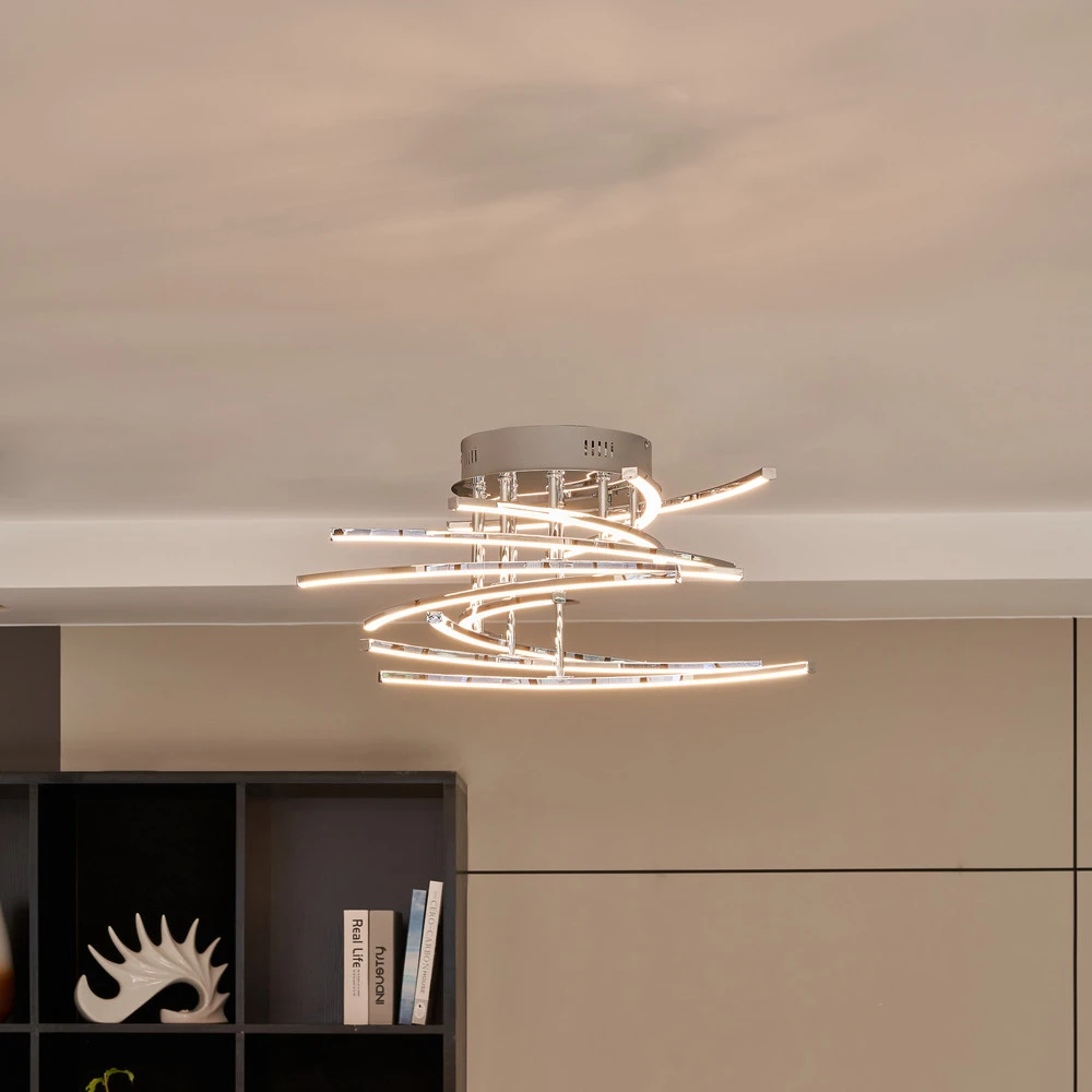 Lindby Flakira plafonnier LED, x10, chromé