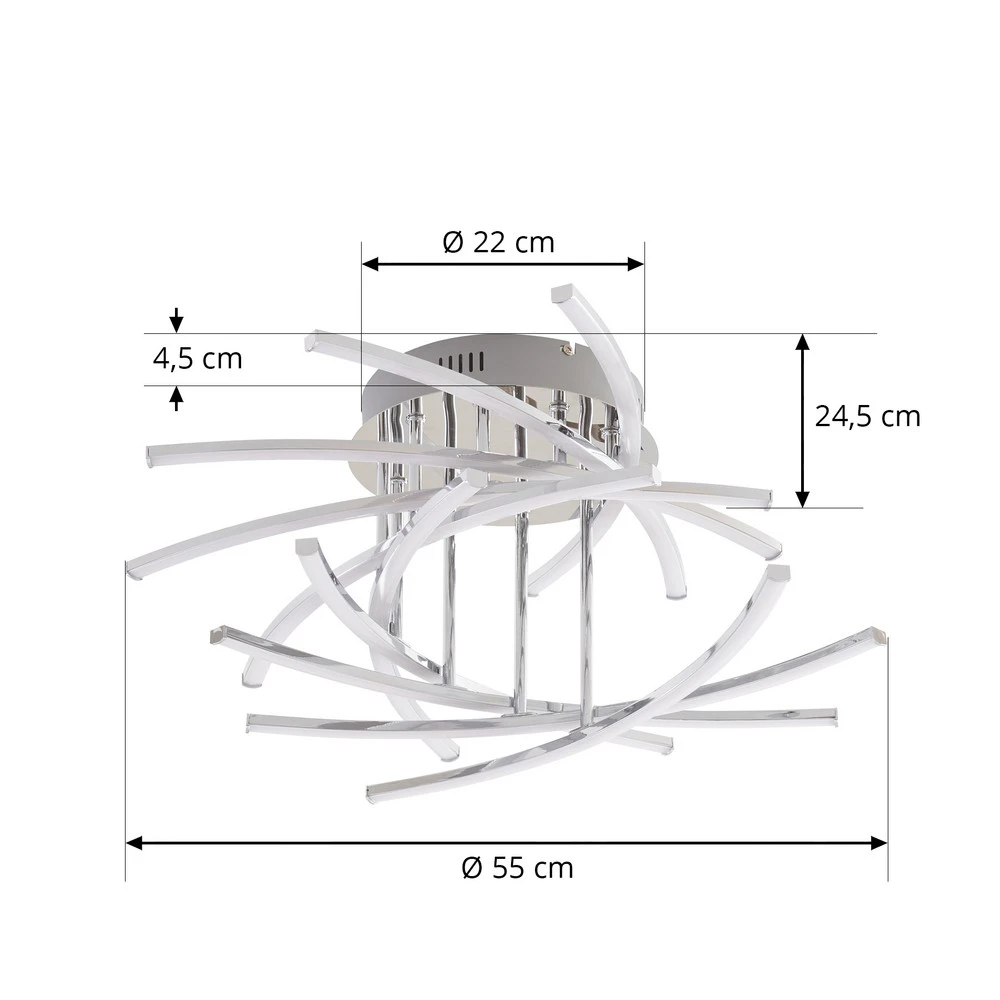 Lindby Flakira plafonnier LED, x10, chromé