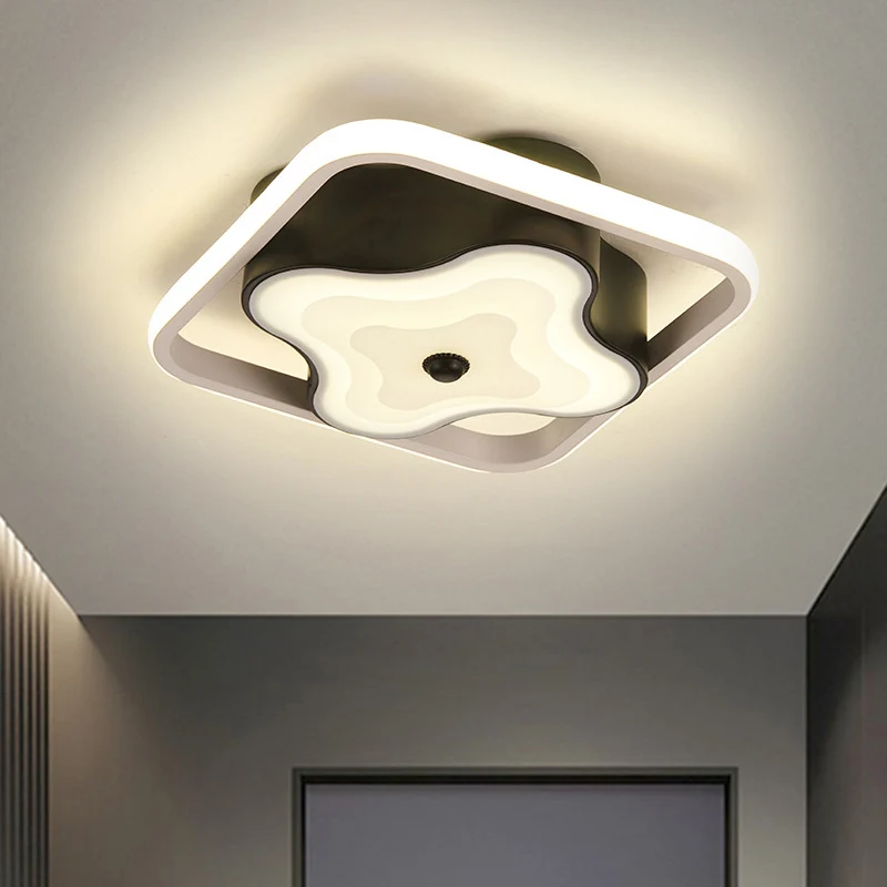 Luminaire Créatif Design Plafonnier géométrique moderniste à LED métallique, plafonnier suspendu en noir, lumière chaude/b...