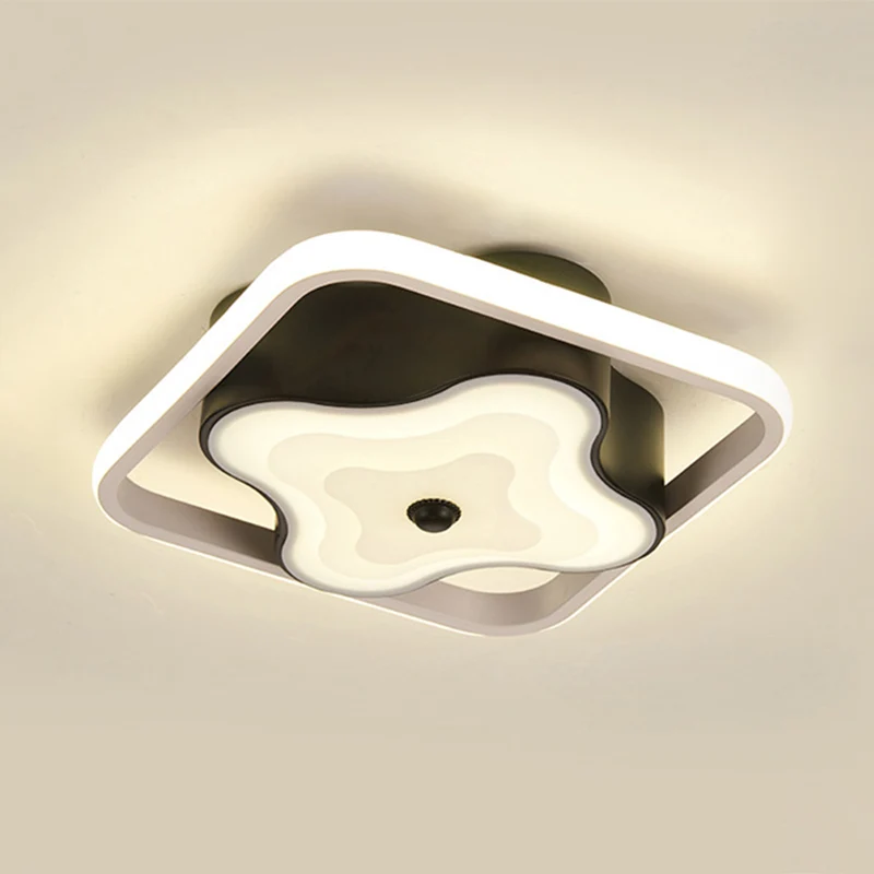 Luminaire Créatif Design Plafonnier géométrique moderniste à LED métallique, plafonnier suspendu en noir, lumière chaude/b...