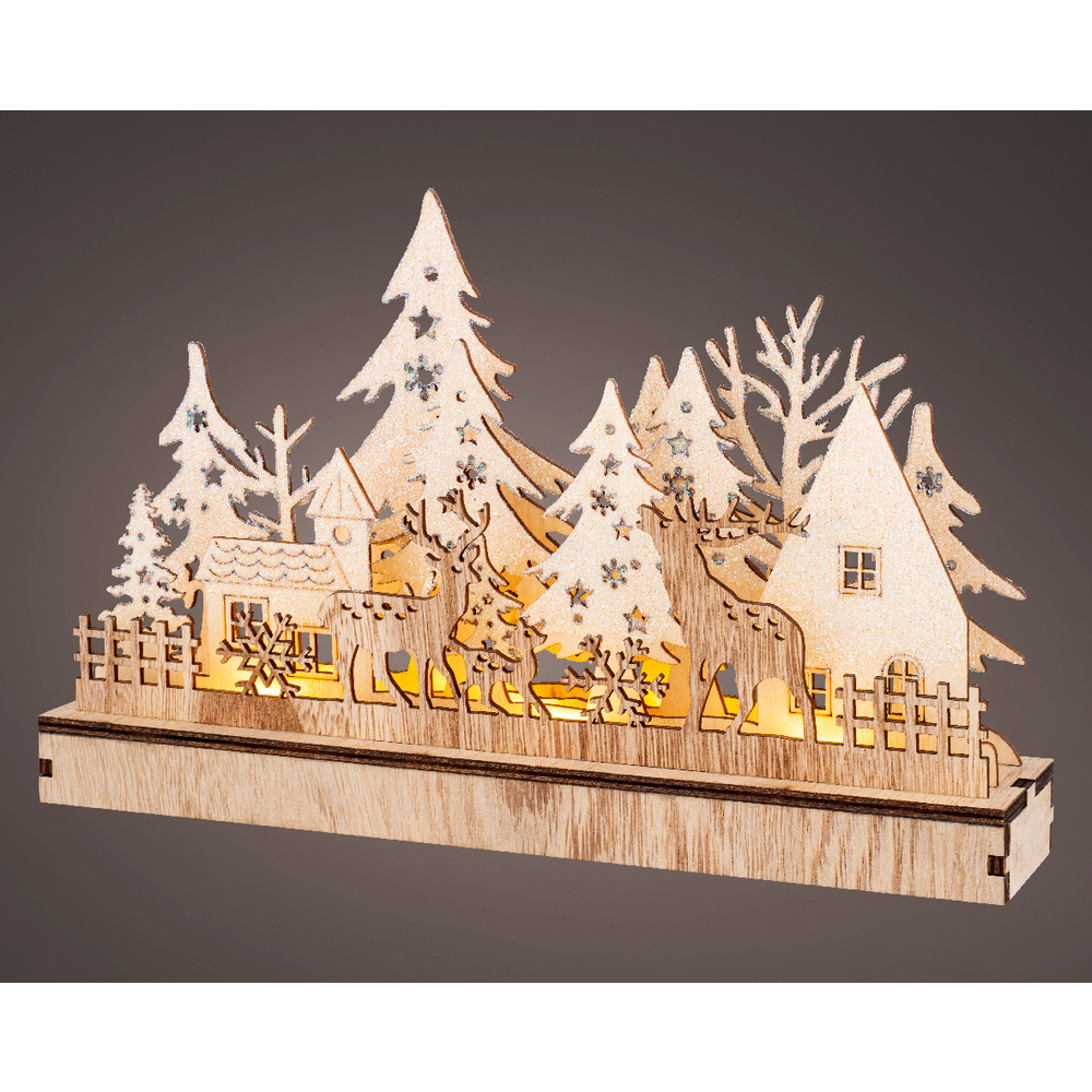Luminaire à effet Décoration lumineuse Paysage en bois LED blanc ardent S/P H.20 cm