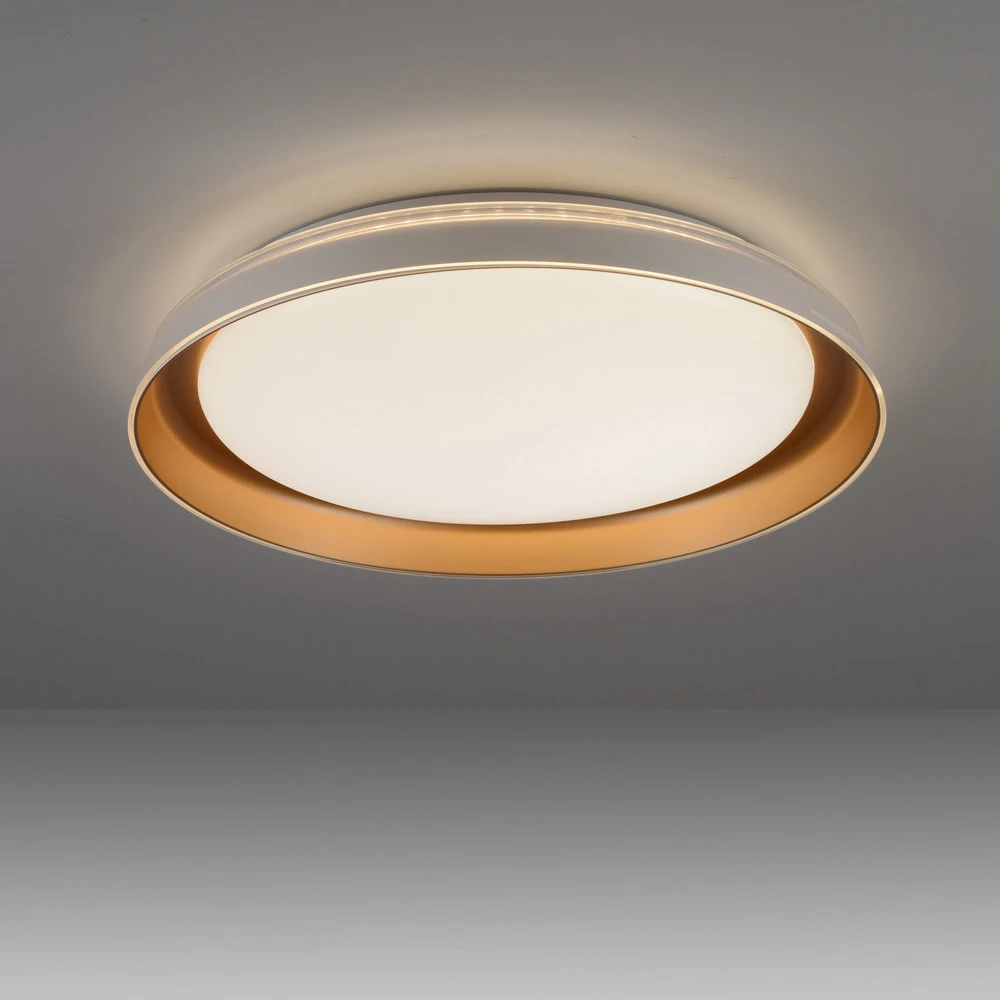 Luminaire à effet JUST LIGHT. Plafonnier LED Sati, plastique, blanc/laiton