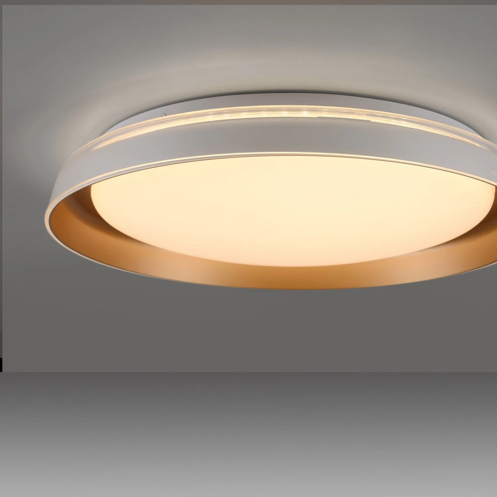 Luminaire à effet JUST LIGHT. Plafonnier LED Sati, plastique, blanc/laiton