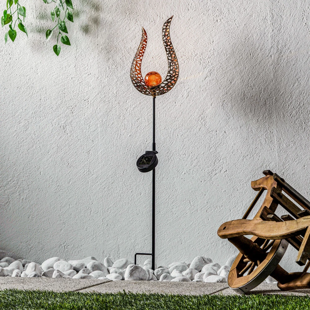 Luminaire à effet Lindby Firas lampe décorative LED solaire, flamme