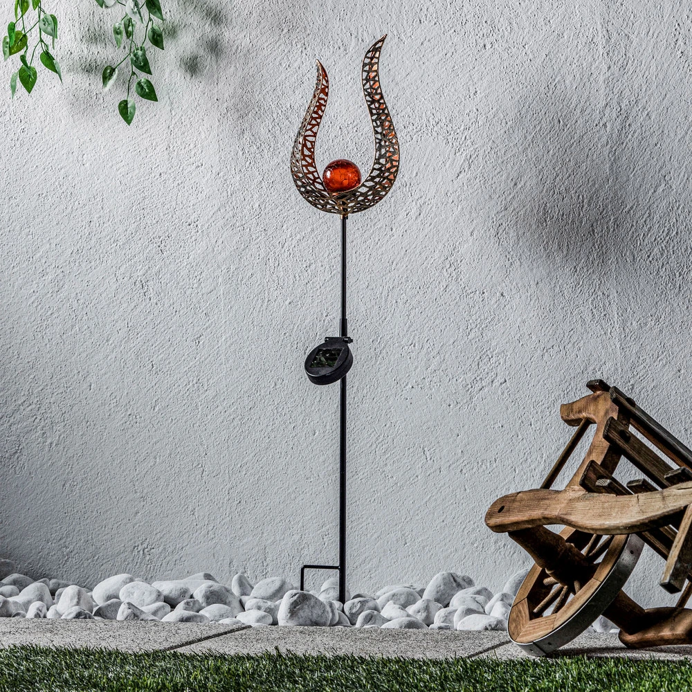 Luminaire à effet Lindby Firas lampe décorative LED solaire, flamme