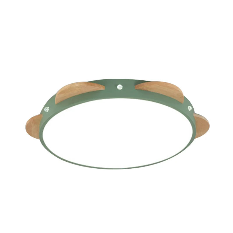 Luminaire à effet Macaron Flower Flushmount Acrylique LED Chambre Plafonnier Encastré en Blanc/Vert/Bleu et Bois