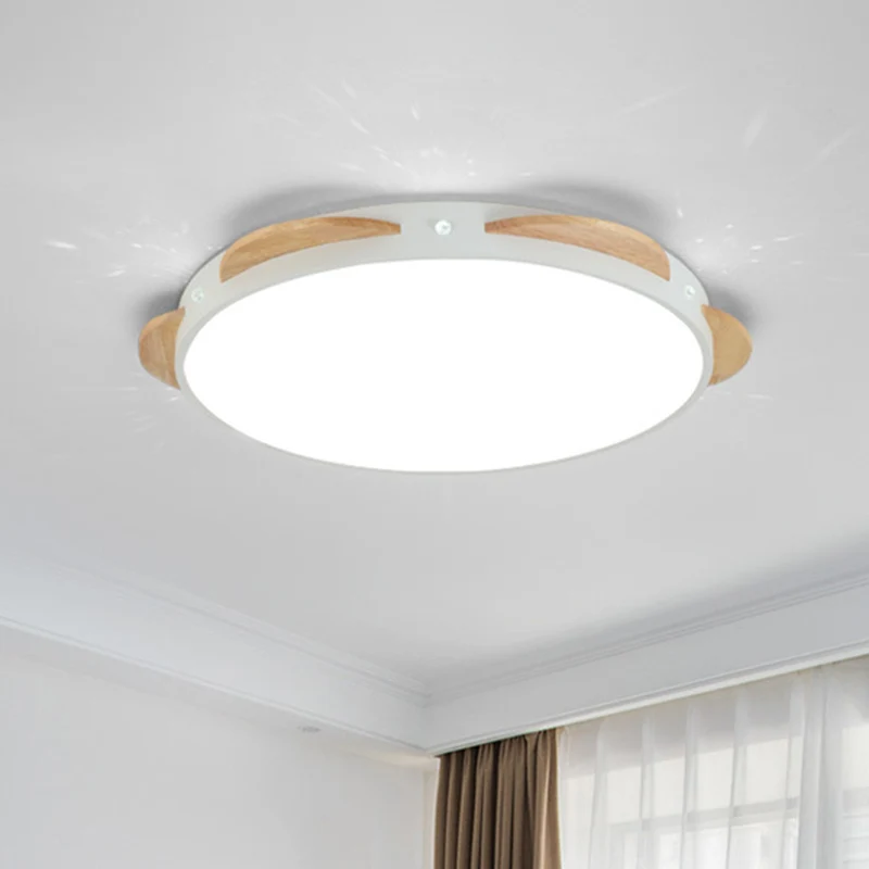 Luminaire à effet Macaron Flower Flushmount Acrylique LED Chambre Plafonnier Encastré en Blanc/Vert/Bleu et Bois