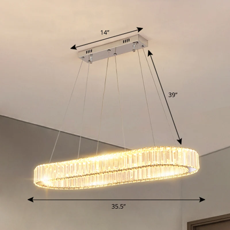 Luminaire à effet Minimalistische längliche LED-Hängelampe, optische K9-Kristall-Restaurant-Hängeinselleuchte