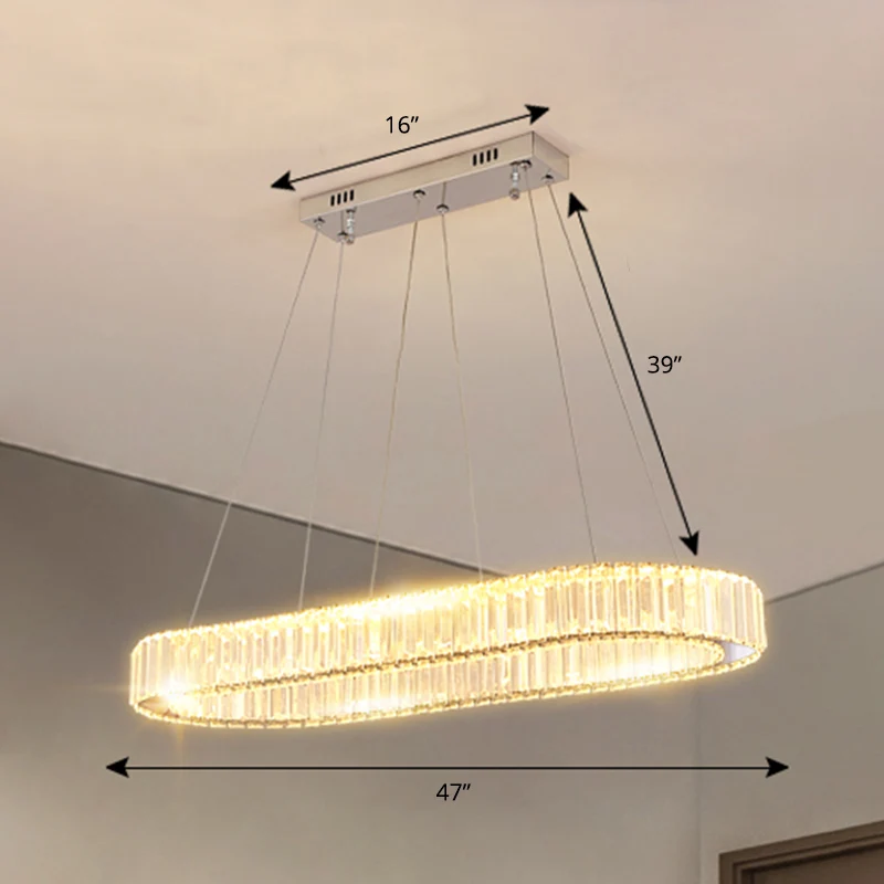 Luminaire à effet Minimalistische längliche LED-Hängelampe, optische K9-Kristall-Restaurant-Hängeinselleuchte