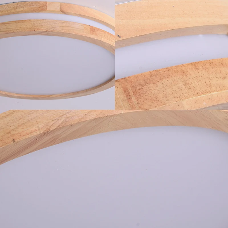 Luminaire en forme Plafonnier LED nordique avec diffuseur en acrylique, plafonnier à tambour en bois naturel, blanc chaud/...