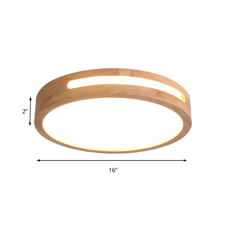 Luminaire en forme Plafonnier LED nordique avec diffuseur en acrylique, plafonnier à tambour en bois naturel, blanc chaud/...