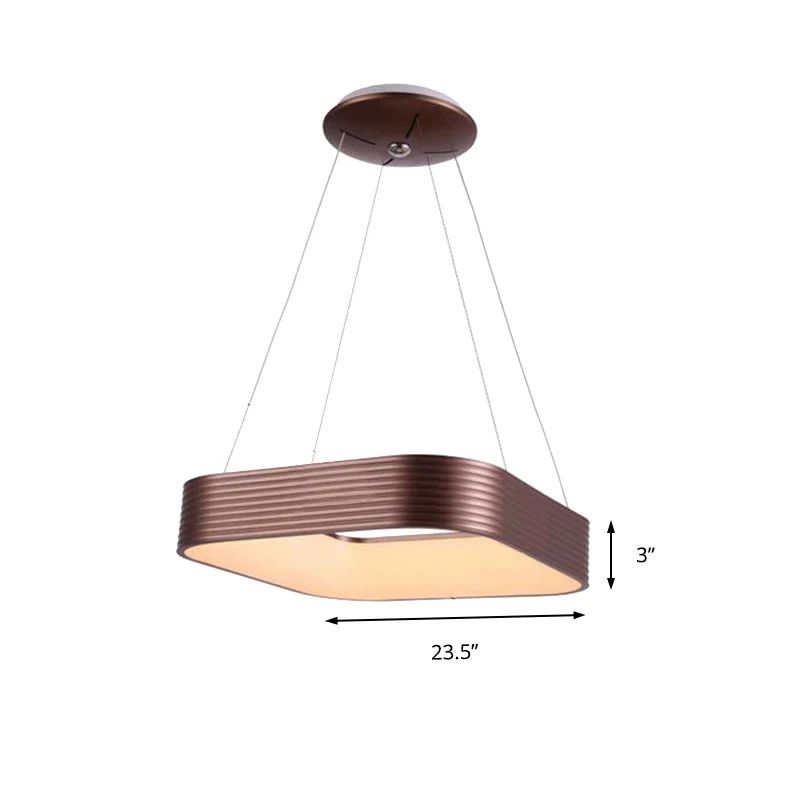 Luminaire en forme Roségoldene quadratische Pendelleuchte, zeitgenössische LED-Deckenleuchte aus Metall im dritten Gang, 1...