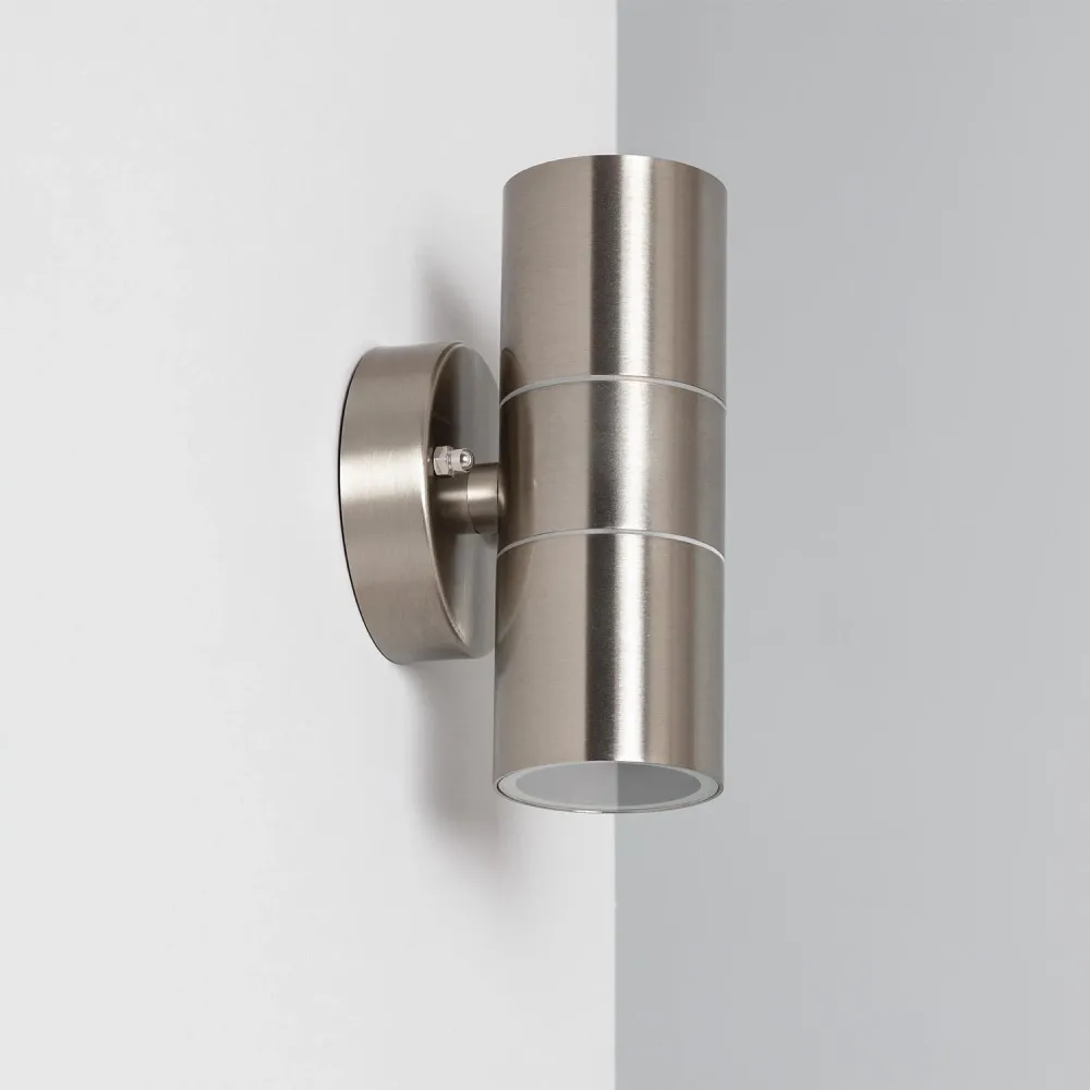Luminaire mural extérieur inox brossé à duo éclairage LED