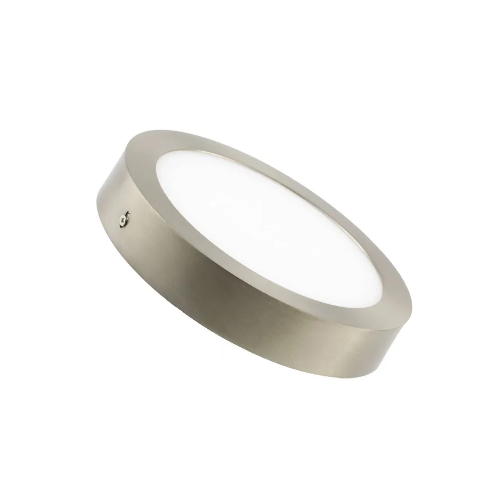 Lumineux plafond circulaire LED 18W en métal argenté diamètre 225 mm