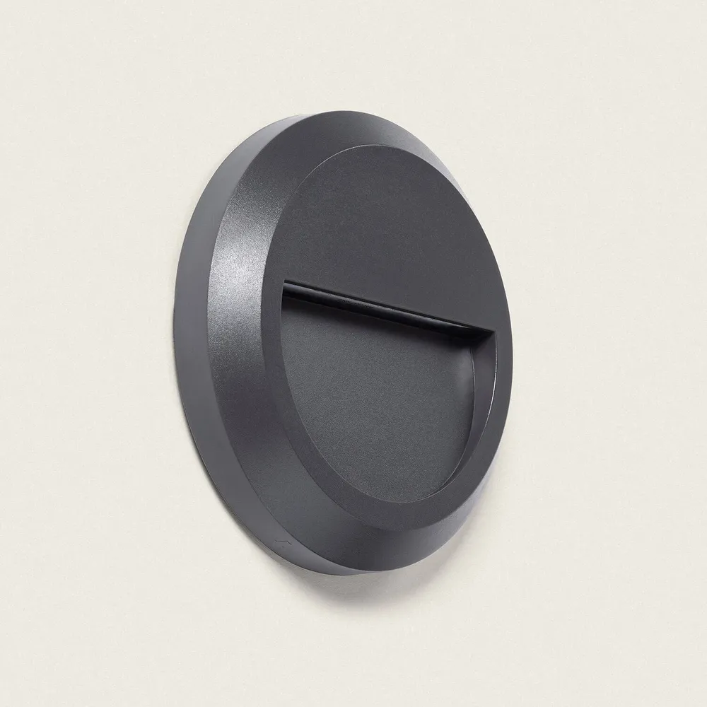 Lumière LED murale extérieure ronde Edulis finition anthracite élargie. Matériau : Verre soufflé