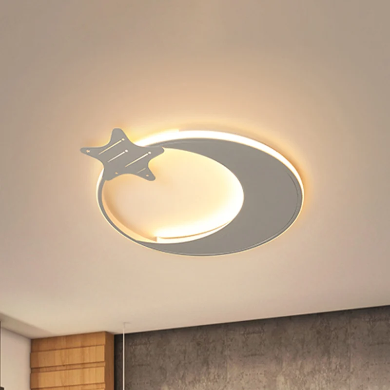 Lune blanche et étoile encastrée plafonnier LED moderniste en lumière chaude/blanche - Installation Facile