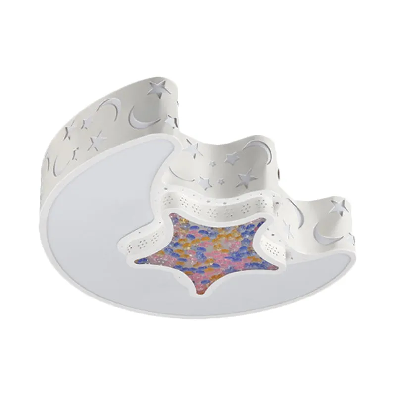 Lune et étoile plafonnier contemporain acrylique blanc/rose/bleu LED plafonnier pour chambre à coucher pour ambiance cosy