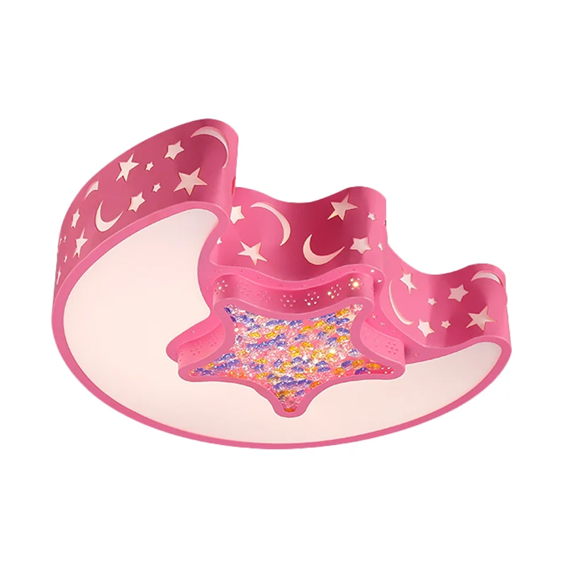 Lune et étoile plafonnier contemporain acrylique blanc/rose/bleu LED plafonnier pour chambre à coucher pour ambiance cosy