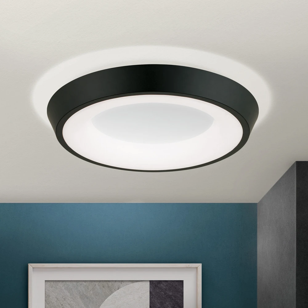 Lustre à cristaux Plafonnier LED Look, noir/blanc