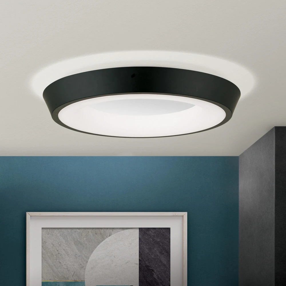 Lustre à cristaux Plafonnier LED Look, noir/blanc
