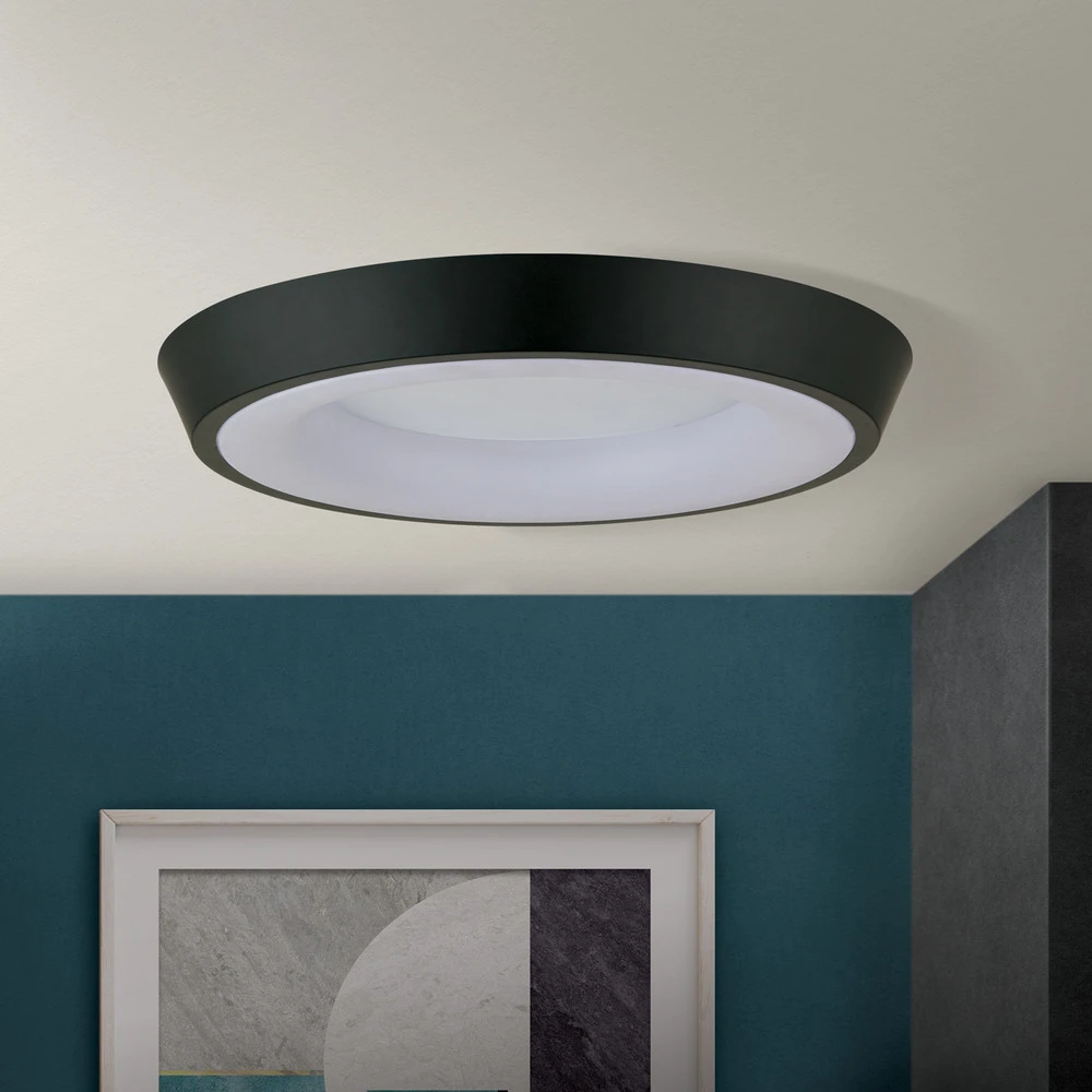 Lustre à cristaux Plafonnier LED Look, noir/blanc