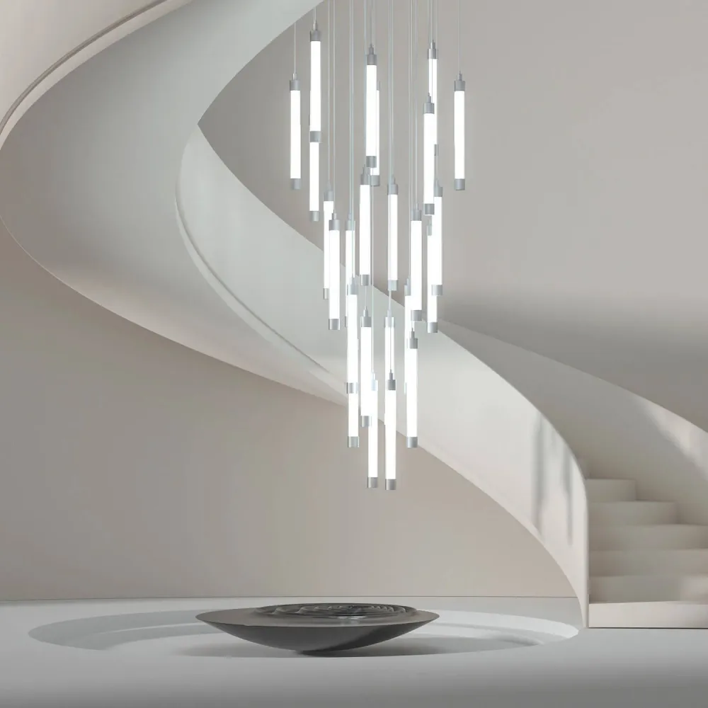 Lustre récent à éclairage LED Grandline pour suspension lumineuse. Matériau : Verre soufflé