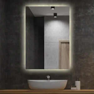 Miroir lumineux LED pour le salon, la chambre, 60 cm x 40 cm Lumière chaude avec 16 couleurs RVB