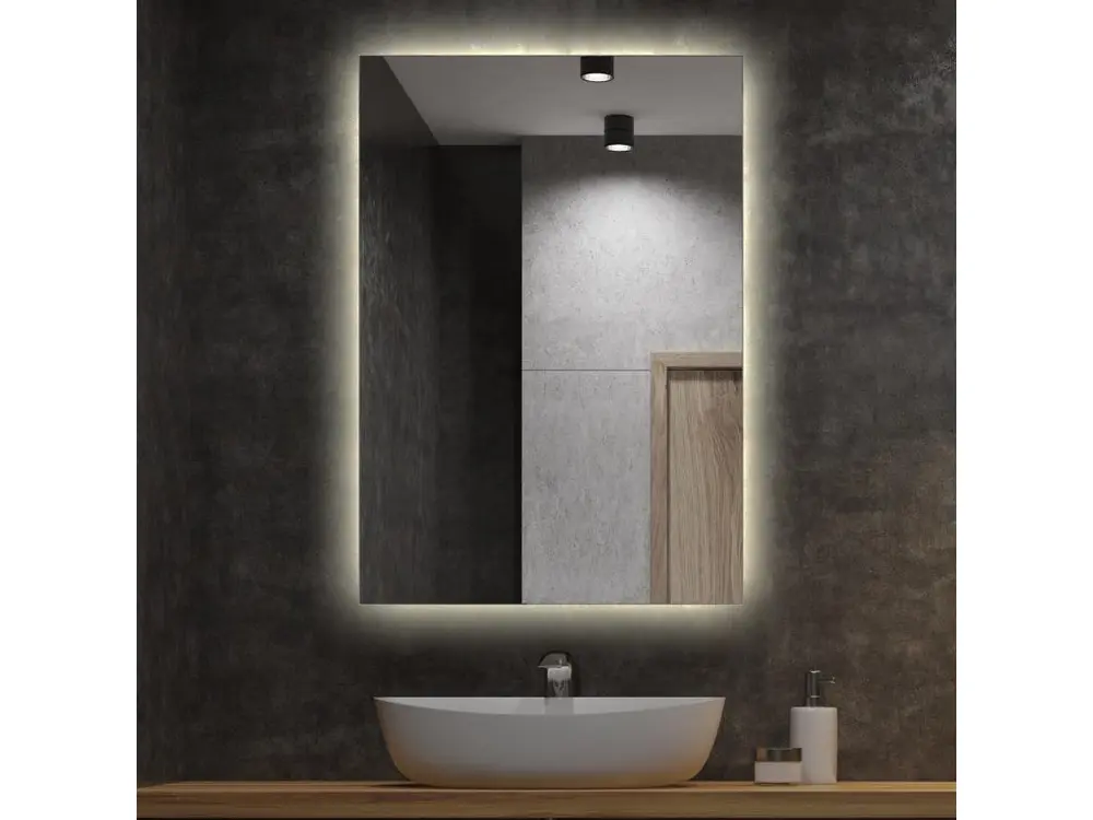 Miroir lumineux LED pour le salon, la chambre, 60 cm x 40 cm Lumière chaude avec 16 couleurs RVB
