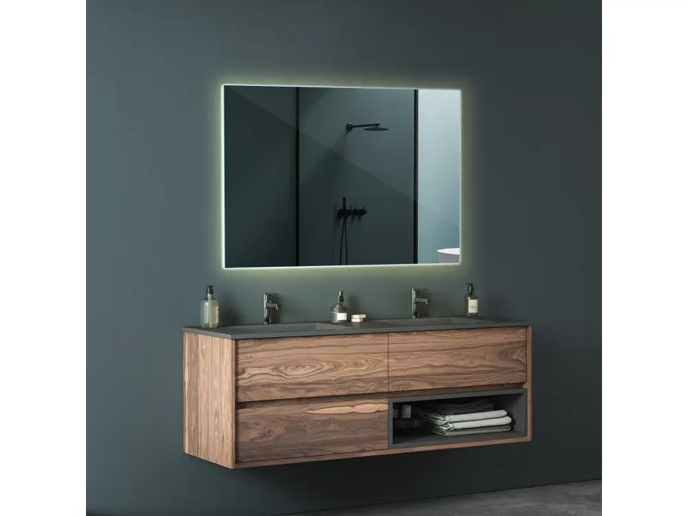 Miroir lumineux LED pour le salon, la chambre, 60 cm x 40 cm Lumière chaude avec 16 couleurs RVB