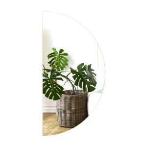 Miroir mural Loft LED contemporain demi-rond 90 cm - lumière neutre pour chambre d'enfant
