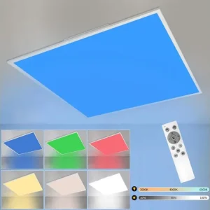 NETTLIFE Plafonnier LED Couleur Intensité Variable 24W Blanc avec Télécommande Rétroéclairage Carré 45cm pour Salon Chambr...