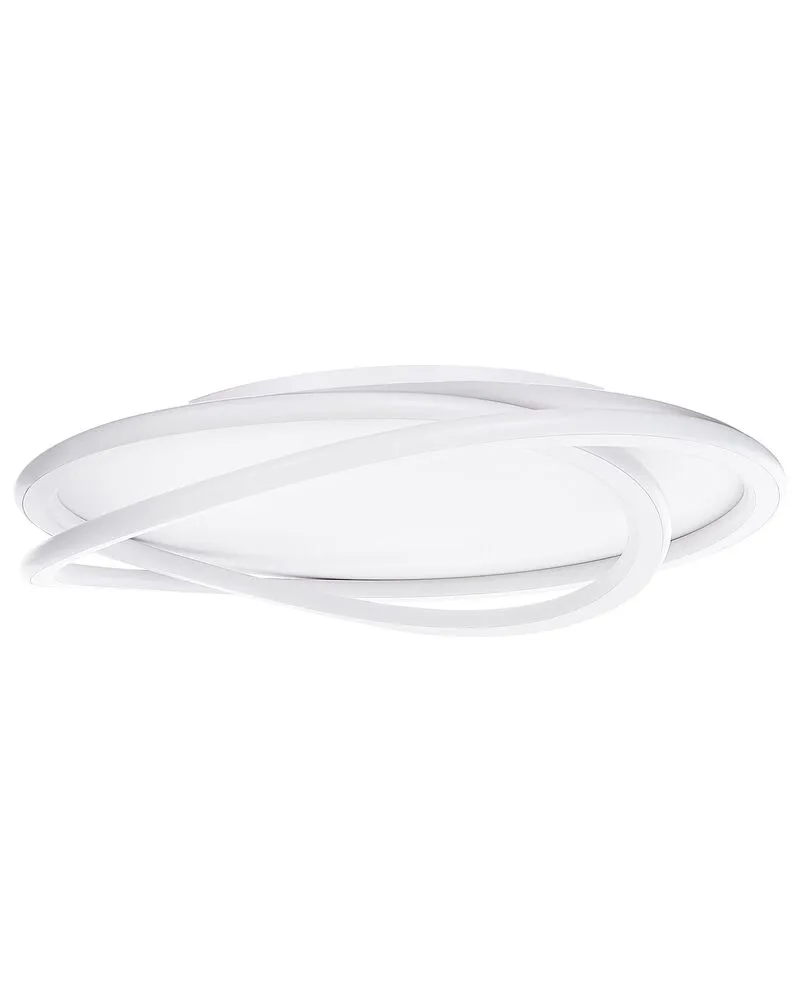Plafondlamp LED wit LEYLAN avec base en bois