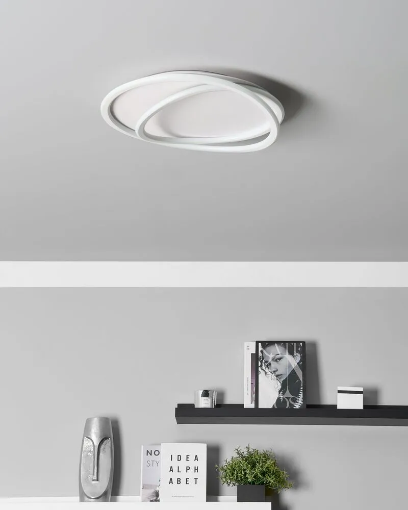 Plafondlamp LED wit LEYLAN avec base en bois