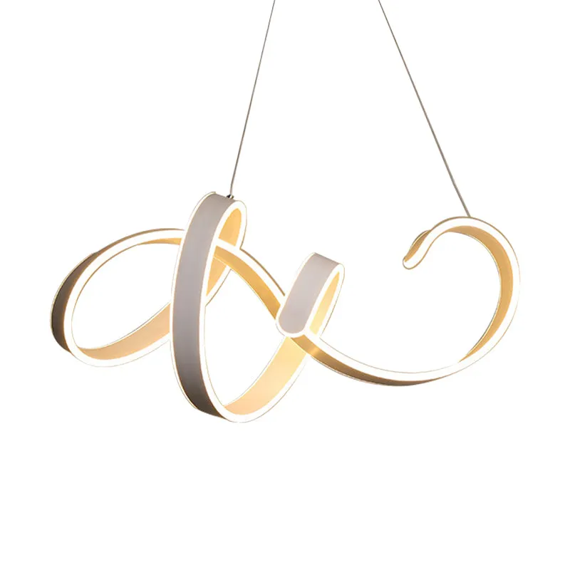 Plafonnier acrylique torsadé contemporain LED lustre blanc pendentif en lumière chaude/blanche