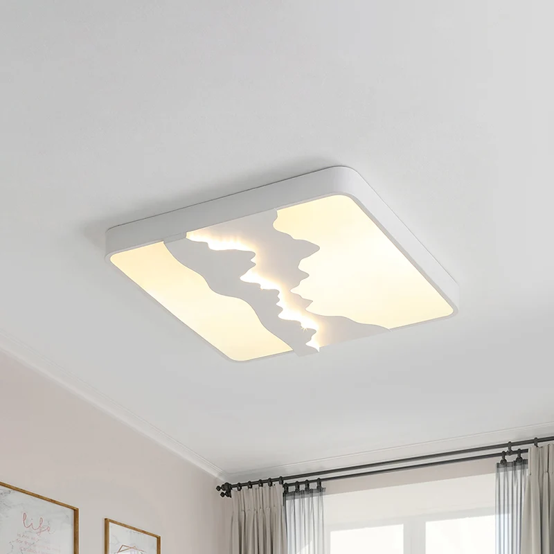 Plafonnier carré en métal, novateur, gris/blanc, 16/19,5 pouces de large, lampe LED encastrée, lumière chaude/blanche