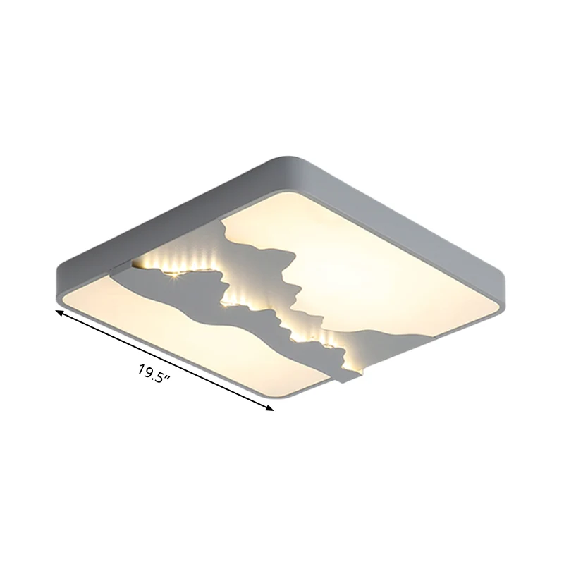 Plafonnier carré en métal, novateur, gris/blanc, 16/19,5 pouces de large, lampe LED encastrée, lumière chaude/blanche