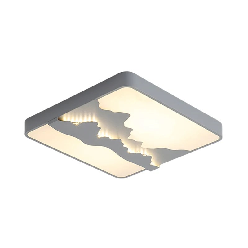 Plafonnier carré en métal, novateur, gris/blanc, 16/19,5 pouces de large, lampe LED encastrée, lumière chaude/blanche