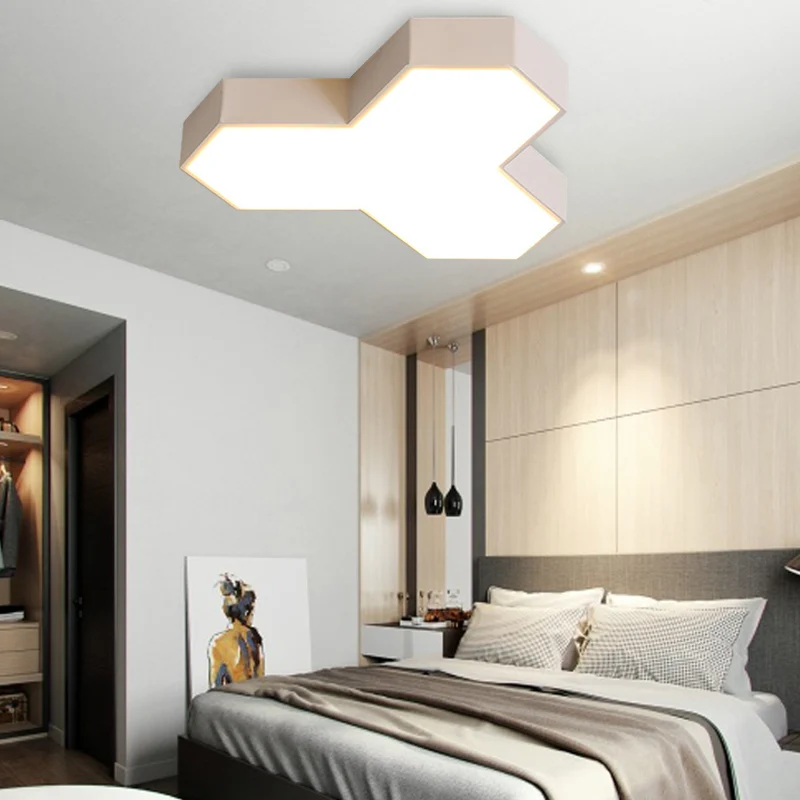 Plafonnier encastré Art déco en acrylique, luminaire LED pour salon avec télécommande