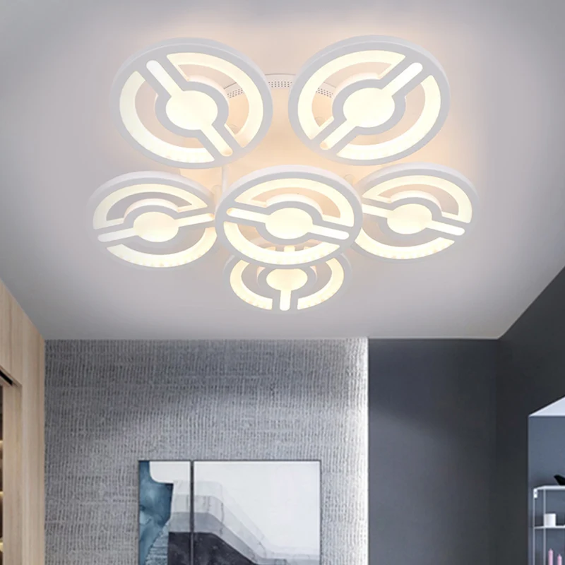 Plafonnier LED en acrylique à LED, Design fleur blanche, éclairage semi-monté minimaliste, lumière chaude/blanche/naturell...