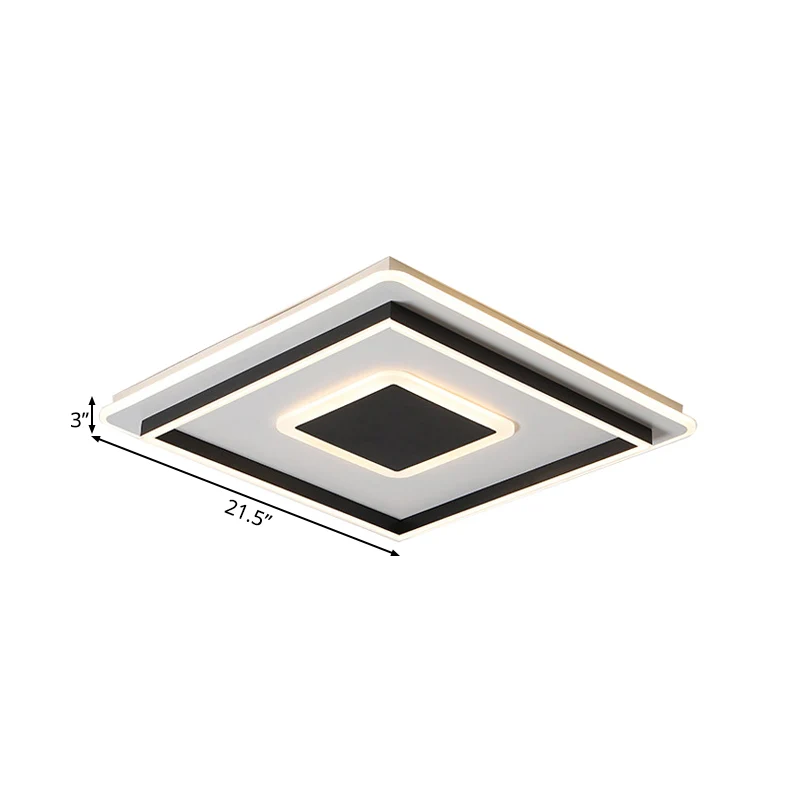 Plafonnier LED aisé de 45,7 cm/54,9 cm/89,9 cm de large, carré/rectangulaire noir avec abat-jour en acrylique pour le salo...