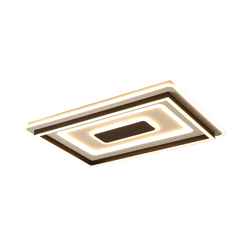 Plafonnier LED aisé de 45,7 cm/54,9 cm/89,9 cm de large, carré/rectangulaire noir avec abat-jour en acrylique pour le salo...