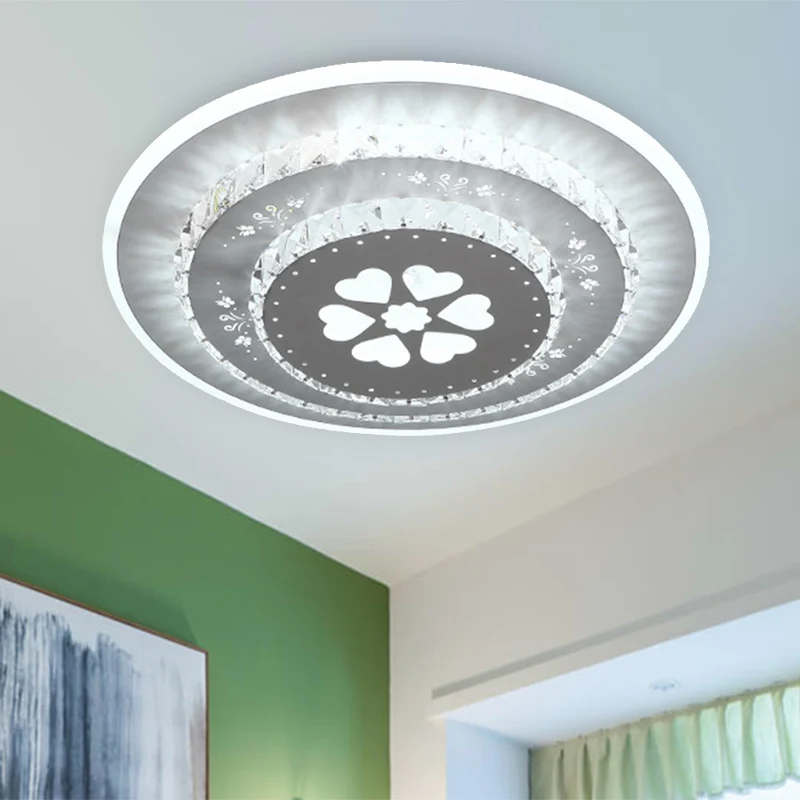Plafonnier LED blanc tendance en cristal, luminaire décoratif d'intérieur, en forme de cœur/carré/Rose, pour chambre à cou...