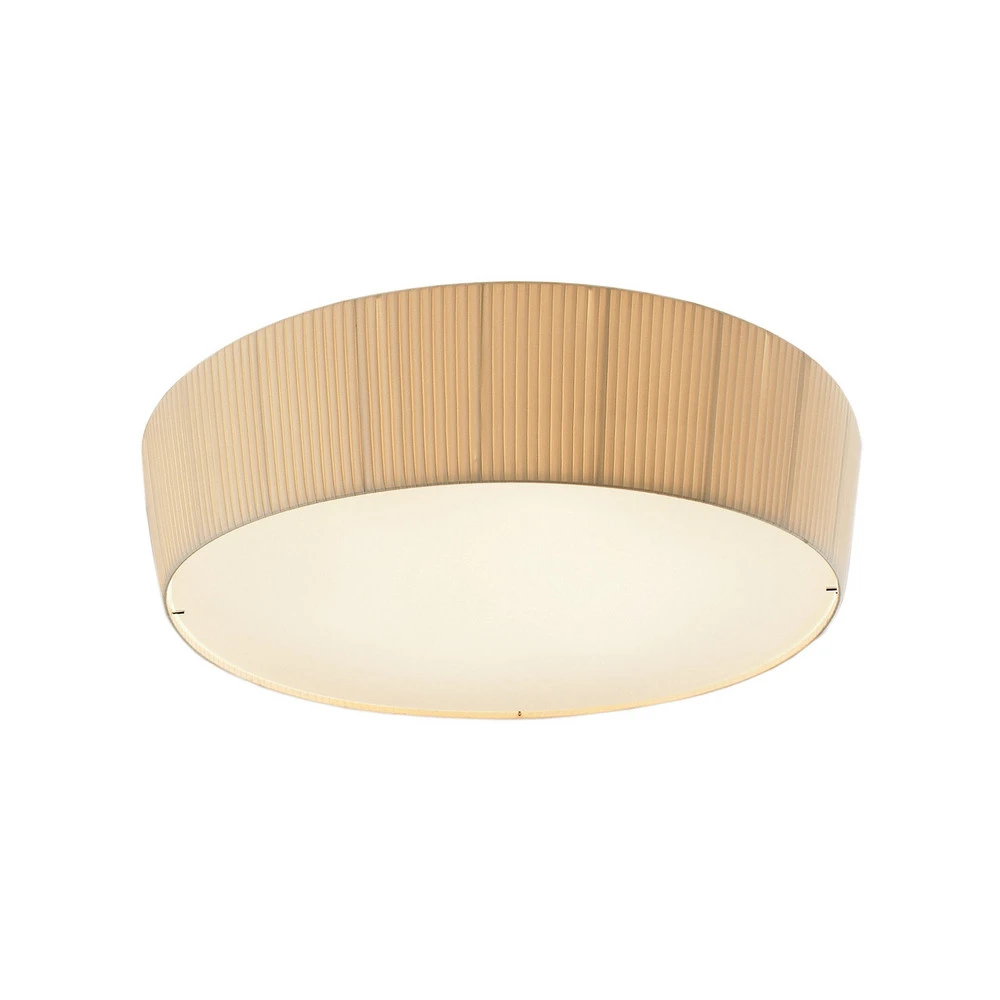 Plafonnier LED Bover Plafonet, Ø 60 cm, crème avec base en bois
