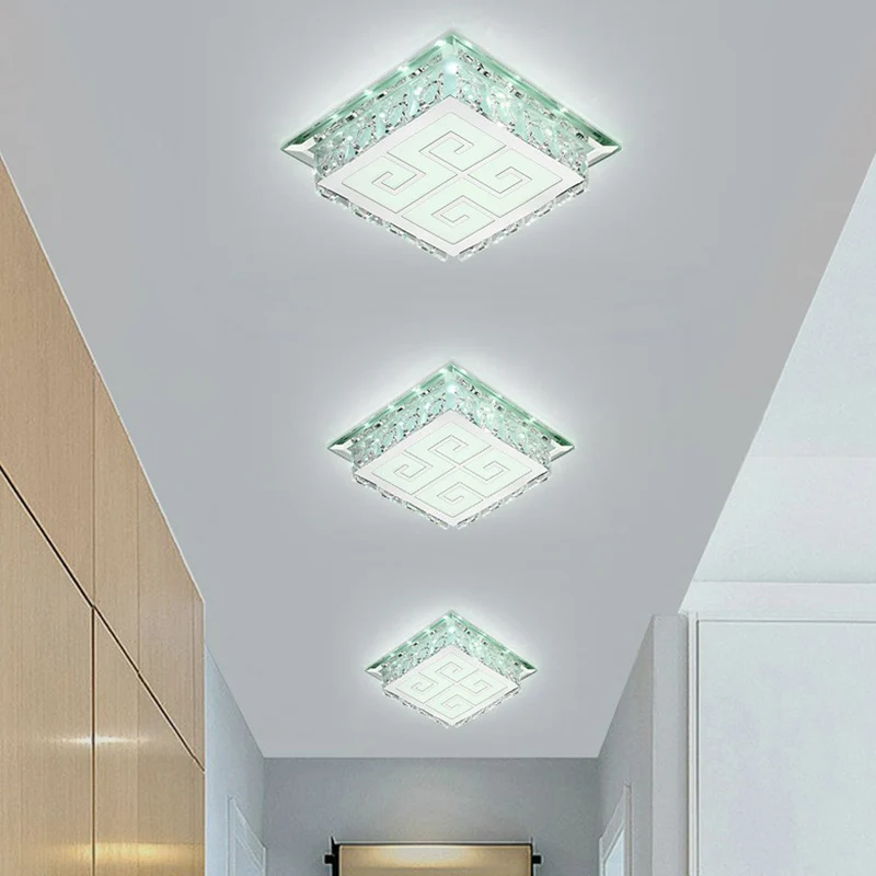 Plafonnier LED carré évident en cristal de simplicité, luminaire de plafond pour Foyer