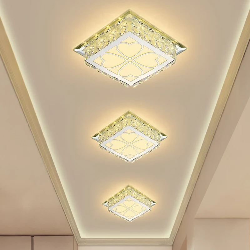 Plafonnier LED carré évident en cristal de simplicité, luminaire de plafond pour Foyer