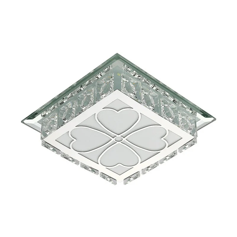 Plafonnier LED carré évident en cristal de simplicité, luminaire de plafond pour Foyer